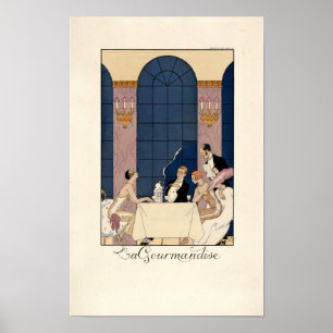 Art Deco "La Gourmandise" av George Barbier Poster