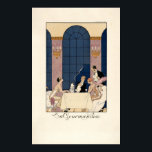 Art Deco "La Gourmandize" av George Barbier Poster<br><div class="desc">Detta är en digitalt utökad reproduktion av en vintage från 1924 Art Deco stil hand-färgad kommersiell processaa illustration (pochoir) med titeln La Gourmandize av Fransk illustrator George Barbier. Det är en suave gentleman som äter med två moderiktiga "flappers".</div>