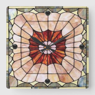 Art Deco-lagat glas 2 Fyrkantig Klocka