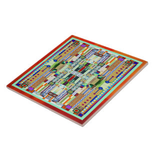 Art Deco-lagat glas 2 Kakelplatta
