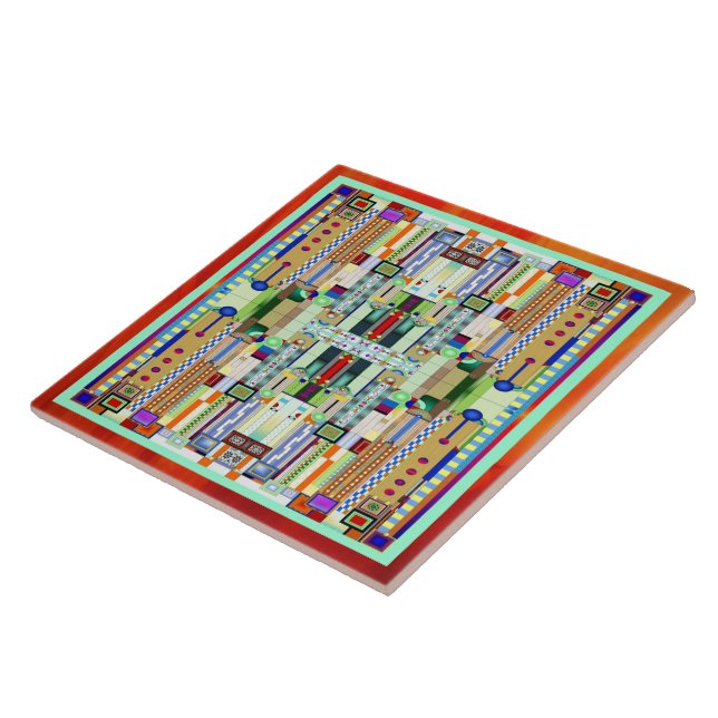 Art Deco-lagat glas 2 Kakelplatta (Sidan)