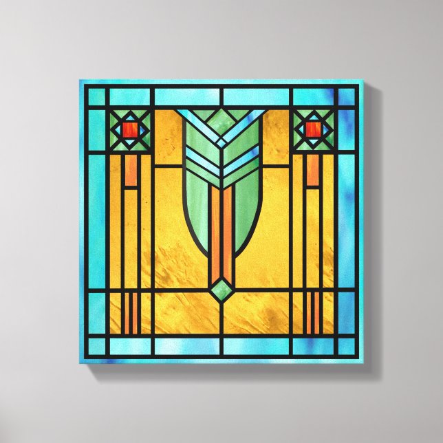 Art Deco-lagat glas 3 Canvastryck (Framsida)