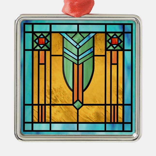 Art Deco-lagat glas 3 Julgransprydnad Metall (Framsidan)