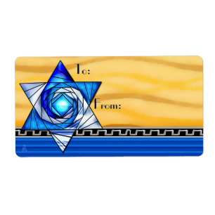Art Deco-lagat glas Magen David to-from Fraktsedel