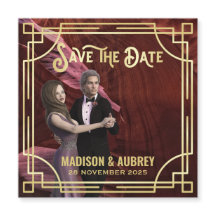 Art Deco Lägg till din fotoElegant Guld Spara datu