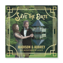 Art Deco Lägg till din fotoElegant Guld Spara datu