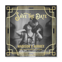 Art Deco Lägg till din fotoElegant Guld Spara datu