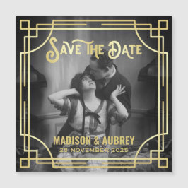 Art Deco Lägg till din fotoElegant Guld Spara datu