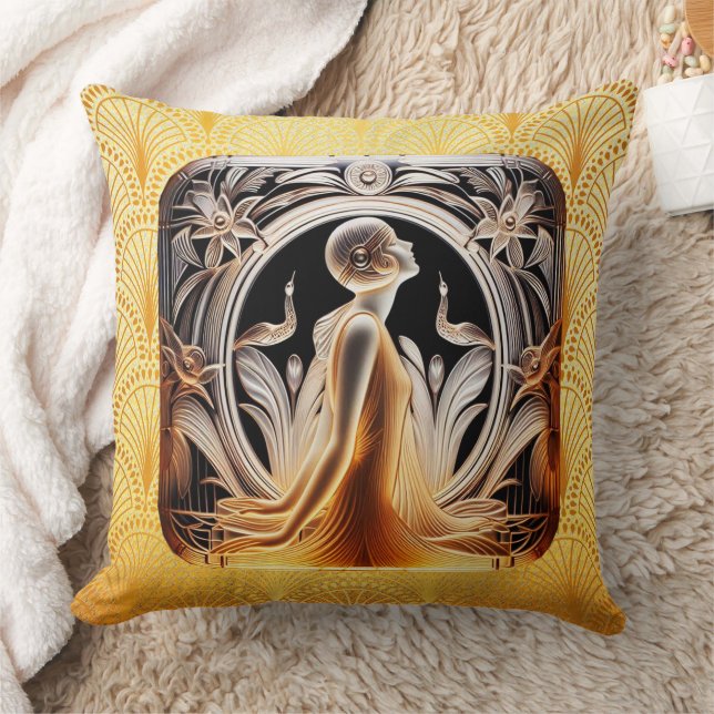 Art Deco Lalique Stil Cushion. Kudde (Filt)