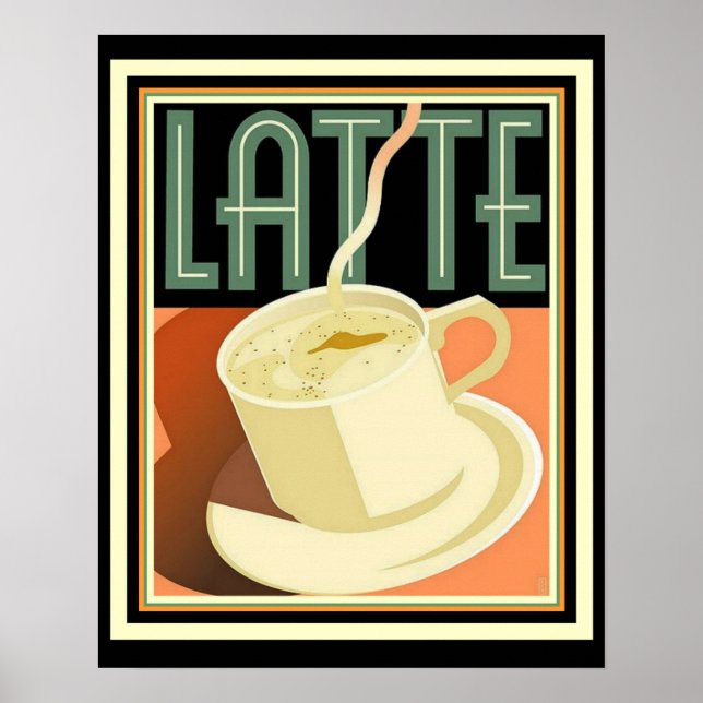 Art Deco Latte Poster 16 x 20 (Framsidan)