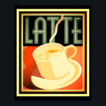 Art Deco Latte Poster 16 x 20<br><div class="desc">Fin,  fetstilt Art Deco Latte-kaffe Poster 16 x 20</div>