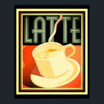 Art Deco Latte Poster 16 x 20<br><div class="desc">Fin,  fetstilt Art Deco Latte-kaffe Poster 16 x 20</div>