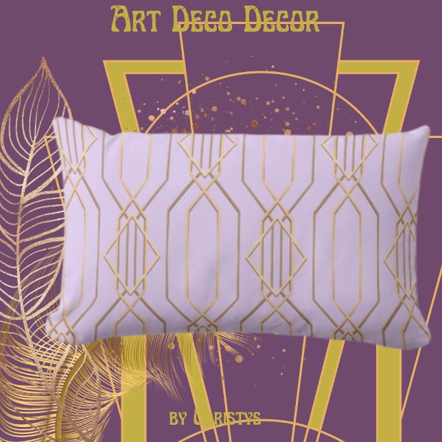 Art Deco Lavender & Guld Lumbar Pillow Lumbarkudde (Skapare uppladdad)