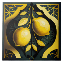 Art Deco Lemons Kakelplatta