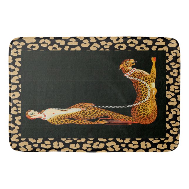 Art Deco Leopard Dam (ERTE) Leopard Skin Bath Mat Badrumsmatta (Framsidan)