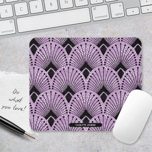 Art Deco Lila Classic Retro Peacock Mönster Musmatta