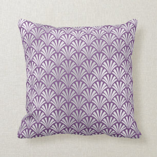 Art Deco Lila Violet Silver Grått  Seashells Kudde