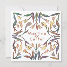 Art Deco Lilies Handmade Blommigt Boho Bröllop Inbjudningar