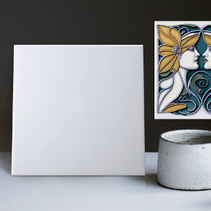 Art Deco Lilies matchar Unicolor Light Blue Kakelplatta