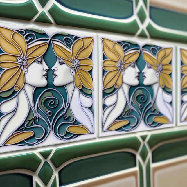 Art Deco Lilies Wall Decor Art nouveau Kakelplatta (Skapare uppladdad)