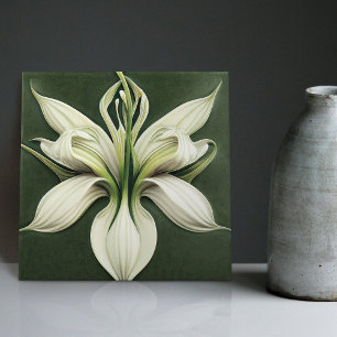 Art Deco Lilly Wall Decor Art nouveau Ceramic Tile Kakelplatta