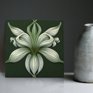 Art Deco Lilly Wall Decor Art nouveau Ceramic Tile Kakelplatta