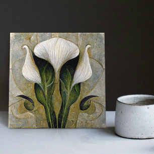 Art Deco lilly Wall Decor Art nouveau Ceramic Tile Kakelplatta