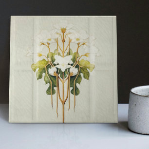 Art Deco Lilly Wall Decor Art nouveau Ceramic Tile Kakelplatta