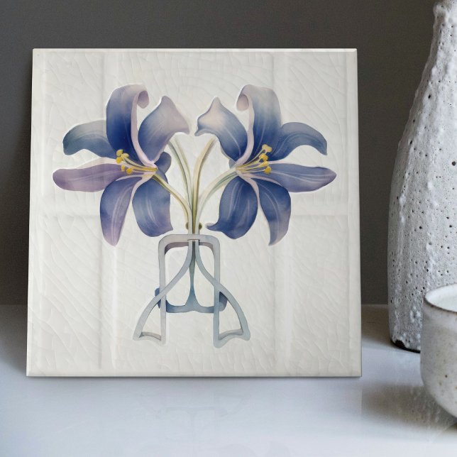 Art Deco Lilly Wall Decor Art nouveau Ceramic Tile Kakelplatta (Skapare uppladdad)