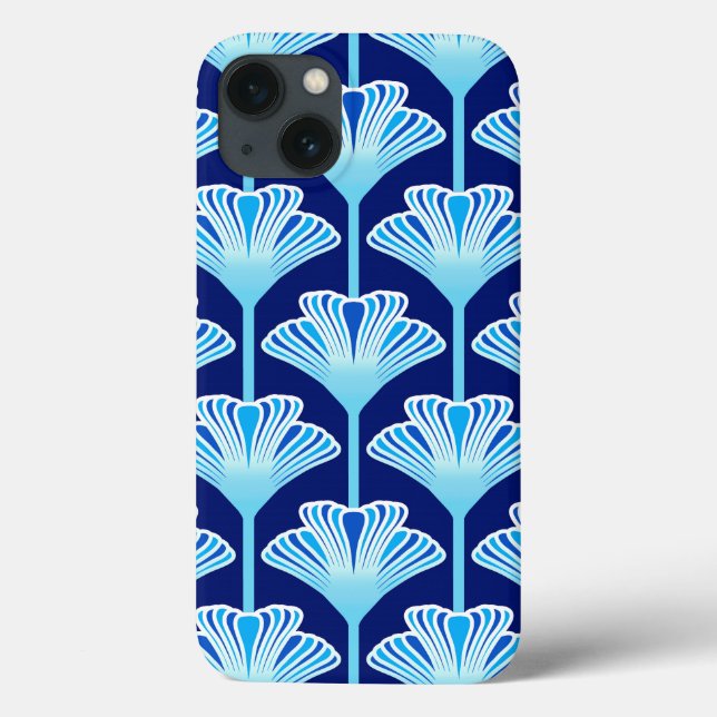 Art Deco Lily, Cobalt Blue, Aqua and White (Baksida)