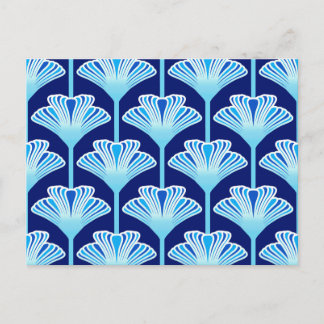 Art Deco Lily, Cobalt Blue, Aqua and White Vykort