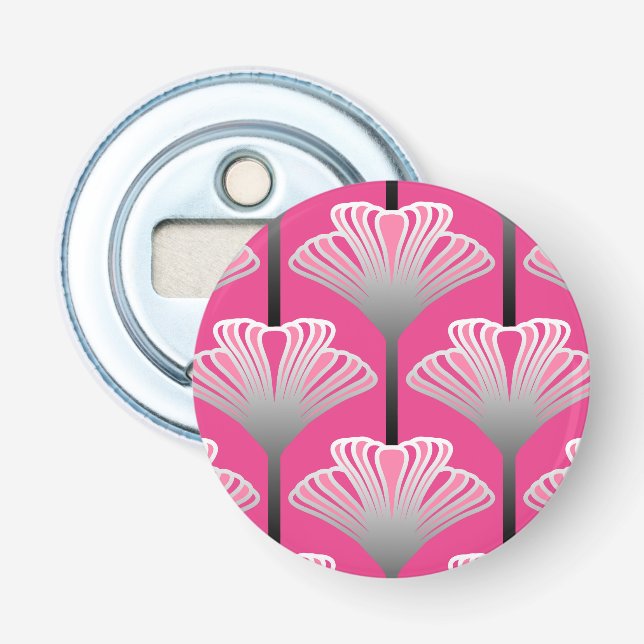 Art Deco Lily, Fuchsia Rosa och Silver Grått Flasköppnare (Framsidan)