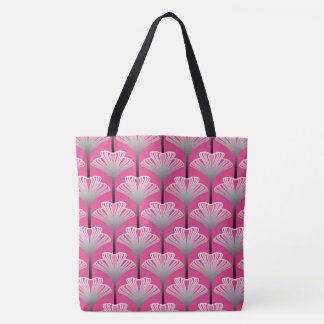 Art Deco Lily, Fuchsia Rosa och Silver Grått Tygkasse