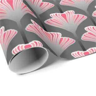 Art Deco Lily, Grått/Grått och korall Rosa Presentpapper
