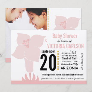 Art Deco Lily Modern Typography Baby Shower Inbjudningar