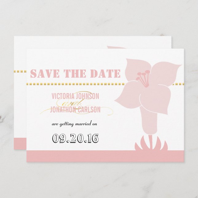 Art Deco Lily Modern Typography Bröllop Inbjudningar (Fram/baksida)