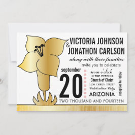 Art Deco Lily Modern Typography bröllopsinbjudan Inbjudningar