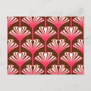 Art Deco Lily, Mörk Brown och Coral Rosa Vykort