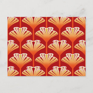Art Deco Lily, Tangerine Orange och Guld Vykort