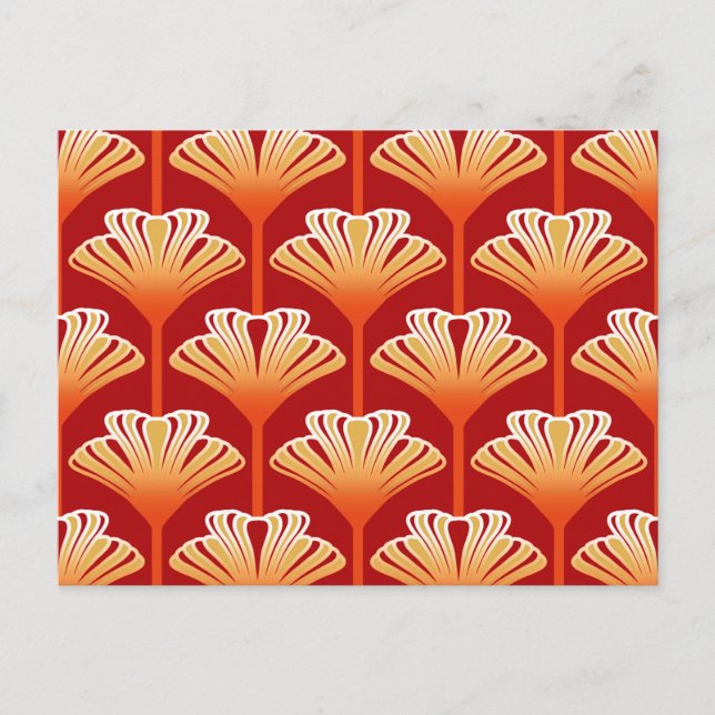 Art Deco Lily, Tangerine Orange och Guld Vykort (Framsida)