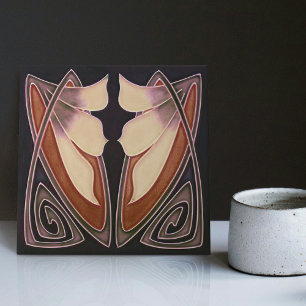 Art Deco Lily Terracotta Wall Decor Art nouveau Kakelplatta