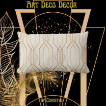 Art Deco Linen & Guld Lumbar Pillow