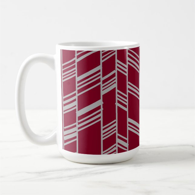 Art Deco Linjer - Maroon Kaffemugg (Vänster)