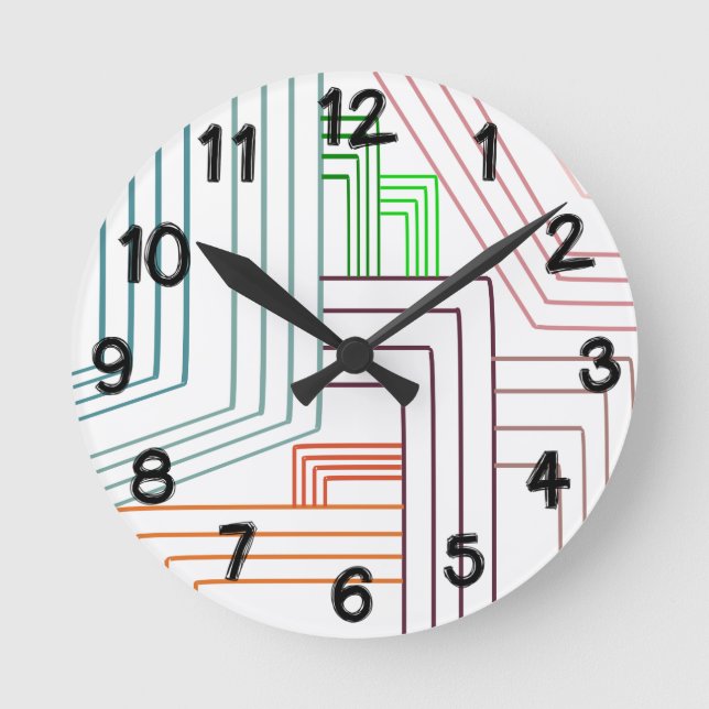 Art Deco Linjer Round Clock Rund Klocka (Framsida)