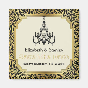 Art Deco ljuskrona bröllop Save the Date Magnet