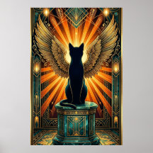 Art Deco Lockig Sovande Katt Väggkonst