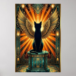 Art Deco Lockig Sovande Katt Väggkonst