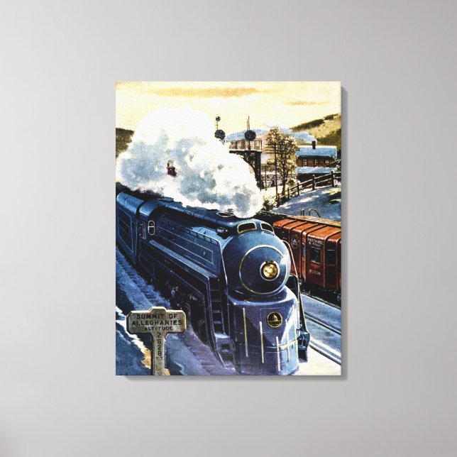 Art Deco Locomotive Baltimore och Ohio Canvastryck (Framsida)
