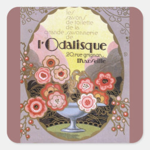 Art Deco l'Odalisque Parfym-etikett Fyrkantigt Klistermärke