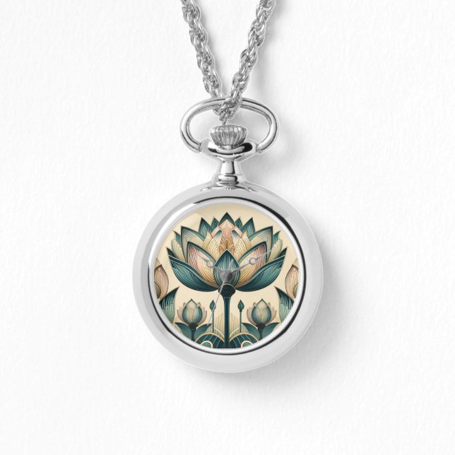 Art Deco Lotus eWatch klocka (Framsida)